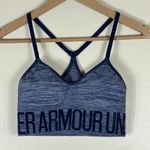 Under Armour  Seamless Sports Bra Womens S Blue Heather Stretch Logo Athleisure Photo 2