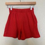 NOBLE High Waist Waffle Knit Lounge Shorts XS Comfy Casual Cotton Burnt Orange Photo 2