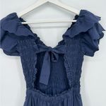 Sea NY Heidi Flutter Sleeve Smocked Navy Midi Dress 2 Blue Photo 8