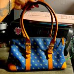 Dooney & Bourke  Blue/Tan Leather Satchel Photo 0