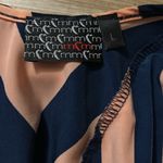 Moa Moa  Womens Chiffon Zig Zag Tunic Shirt Top‎ Sz L Made in USA Has Bow Photo 2