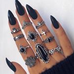 Boutique 11 Piece Silver Boho Retro Ring Set Photo 0