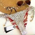 DOLCE Vita Tie side Cheeky Bikini bottom MEDIUM boho bohemian Reversible NWT Red Photo 4