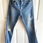ZARA Trafaluc Denim Fray Culfcrop Fringe Hem One Pocket Ankle Jeans Size 4 Photo 11