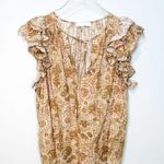 Ulla Johnson  Elisa Meadow Floral Print Ruffle Tan Pink Top Shirt Blouse Size 4 Photo 11