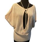 Cache Pink Knit Peek A Boo Faux Wrap Top New Metallic Kissed Plunging V NWT $118 Photo 7