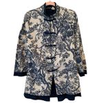 Soft Surroundings  COTTON/LINEN BLEND MANDARIN COLLAR KIMONO TUNIC NAVY Medium Photo 2