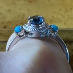 London Blue Topaz Sleeping Beauty Turquoise Sterling Silver Ring Size 10 Photo 1