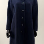 Preston & York  100% Wool Navy Button Front Coat Jacket 16W Lined Pockets Classic Photo 0