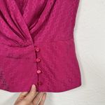 Trina Turk Pink Silk Wrap Blouse Womens S Cap Sleeve Crossover V-Neck Classic Photo 2
