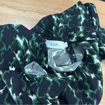 ALC Frank A.L.C Trixie Silk Dress Green Black Printed Bell Sleeve Mini A-Line size 0 Photo 6