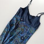 Faded Glory Vintage Blue‎ Jean Mixed Media Paisley Maxi Dress M Babydoll Empire Waist Y2K Photo 6