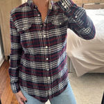 Jachs Girlfriend  Lena Plaid Flannel Distressed Button Down Shirt Photo 0