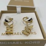 Michael Kors Gold/sliver tone Heritage MK Logo Dangle Earrings MK Logo Crystals Photo 1