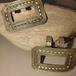 Tiptoe Set Gold Tone Ornate Rectangular Shoe Clips Scraf Art Deco Vintage Pair Photo 0