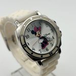Disney  Minnie Mouse Silver Tone White Silicon Band Watch Working New Battery Photo 1