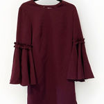 Milly Bell Sleeve Dress Wine Burgundy‎ Mini Sz 6 Red Photo 0