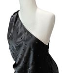 Allen Schwartz ABS Dress Womens 12 Black One Shoulder Blouson Jeweled Dark Fairy Photo 3