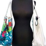 Cache Reversible Ivory Pearl Patent Leather Canvas Tropical Purse Bag NWT $175 Photo 0