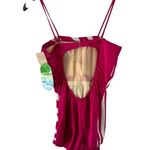 Vintage Jacobson's Swimsuit One Piece Striped Magenta White Antron Lycra Size 14 Red Photo 5
