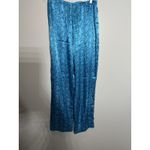 Morgan Taylor  Intimates Pajama Set Women’s Small Blue Satin Snakeskin Pants/Tank Photo 5