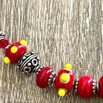 Red lamp work bead bracelet with silver and Swarovski crystals Photo 10