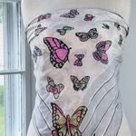 Vintage Y2K Butterfly Print Bandana Square Scarf Pastel Beach White Photo 1