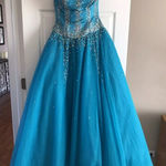Vintage Y2K Elegant Blue Strapless Prom Dress Size 12 Photo 0