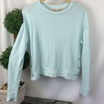 SO  Blue Long Sleeve Waffle Weave Cropped Crew Neck Sweater Top M Photo 0