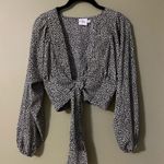 Oh Polly  front tie cheetah cropped long sleeve shirt size 0 Photo 1