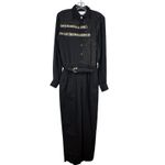 d.frank Jumpsuit Women Black Gold Embellished Long Sleeve Belted Vintage Photo 1