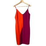 Lulus Perfect Duo Coral Red and Purple Color Block Bodycon Mini Dress Size Large Photo 1