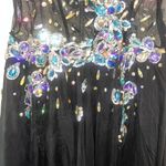 PARTYTIME Black MANY RHINESTONES Sz 16 Gown Prom Party Pageant Turquoise Photo 4