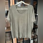 Aerie  Olive distressed boyfriend tee oversized scoop neck short sleeve Tshirt Photo 1