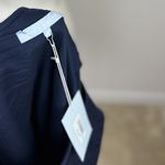 Hill House  The Mila Dress Linen Navy Blue Eyelet Mini One Shoulder Small NWT Photo 6