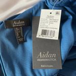 Aidan Mattox Cut Out Midi Sheath Dress Size 4 Blue Metallic Sleeveless V-Neck Photo 7