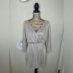 NTM: Silver Sequin Mini Dress Surplice V Photo 7