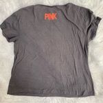 PINK - Victoria's Secret VS PINK Gray loose scoop tee with orange “love pink” cursive graphic Photo 2