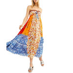 Free People Orange and Blue Maxi Dress Photo 2