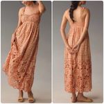 Anthropologie  Babydoll Sweetheart Maxi Dress Floral Eyelet Cut Out Hem Sz XL NEW Photo 1