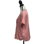 C&C California  Women Short Sleeve Pullover Boat Neck Pink  Linen Shirt S Boho Photo 2