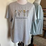 SheIn XL Gray Floral Tee Shirt Photo 0