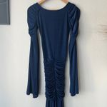 NEW ORIRE Dress Maya‎ Blue Ruched Long Sleeve Draped Maxi Gown Size 0 Photo 8
