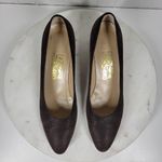 Salvatore Ferragamo  Pumps Womens 9.5 AA Brown Calf Leather Block Kitten Heel Photo 13