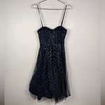 Eliza J  Navy Silver Dot Tulle Midi Dress Photo 3