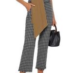 Max Mara Weekend Valico Fringe-Trim Plaid Cropped Pants Black White 8 Photo 0