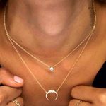 Boutique NEW Women's 18k Gold-Plated Crescent Moon Half Moon Necklace, 16-18" Photo 3