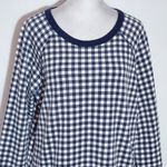 Draper James  Navy and White Gingham Sweatshirt Size Large Navy Check Pullover Photo 3