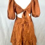 Altar'd State Altar’d State burnt orange ruffle open tie back milkmaid dress size medium Photo 4