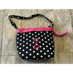 Z‎ Initials Polka Dot Ribbon Purse Tote Handbag Shoulder Bag Embroidered Black Photo 7